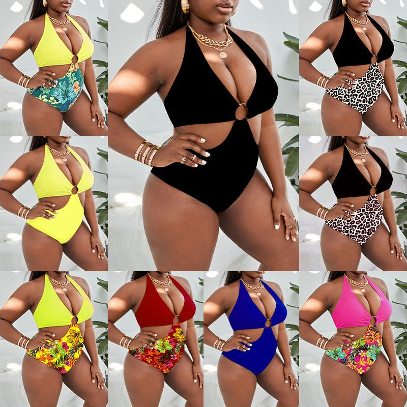 Plus Size Swimsuits Ladies Printed Sexy One Piece Swimsuit Women Holiday Beachwear Bathing Suit Bikinis 2023-FrenzyAfricanFashion.com