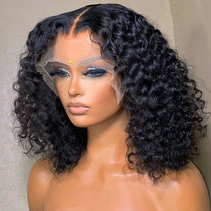 Short Bob Wig Jerry Curly Human Hair-FrenzyAfricanFashion.com