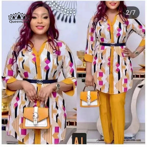 New Africa 4-Sizes Fashion Dashiki Pants with Long Coat 2 Pieces Suit For Women(TZ11#)-FrenzyAfricanFashion.com
