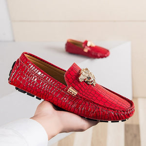 Brand Casual Shoes High Quality Men&#39;s Leather Shoes Snake Pea Shoes Spring Summer Leather Ladies Moccasin Loafers-FrenzyAfricanFashion.com