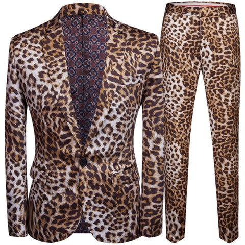 Image of Leopard Print Suit Jacket Pants Two Pieces Blazers Coat Trousers Set-FrenzyAfricanFashion.com
