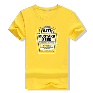 Faith As A Grain of Mustard Seed Women&#39;s and Men&#39;s Christian Parody T-Shirt Tops Funny Aesthetic Clothes Short Sleeve Blouses-FrenzyAfricanFashion.com