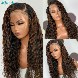 Highlight Wig Human Hair Wigs Water Wave Lace Front Wig 4*4 Closure Wigs For Women Human Hair Niusdas Lace Wigs 150% Density-FrenzyAfricanFashion.com