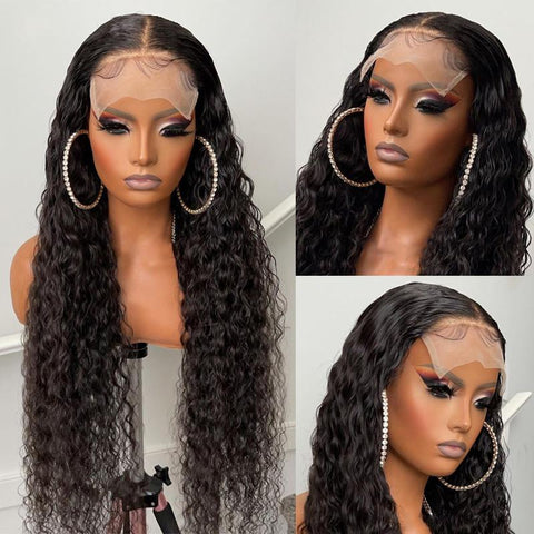 Image of Deep Wave Lace Front Wig Kinky Curly Synthetic Wigs 13x4X1 Cheap Wig Pre Plucked Natural Hair Glueless for Black Women-FrenzyAfricanFashion.com