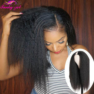 FG Brazilain Kinky Straight Human Hair Wigs Yaki Straight U Part Wig Remy Hair Full Machine Wigs For Black Weman 150% Density-FrenzyAfricanFashion.com