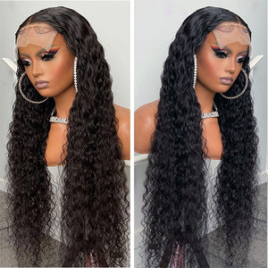 Deep Wave Lace Front Wig Kinky Curly Synthetic Wigs 13x4X1 Cheap Wig Pre Plucked Natural Hair Glueless for Black Women-FrenzyAfricanFashion.com