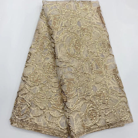 Image of Latest brocade jacquard lace fabric Gold New designs African Nigerian French Lace for wedding Dress LJK20108-FrenzyAfricanFashion.com