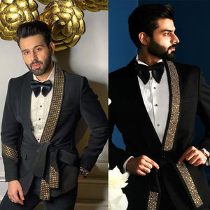 Black Sequin Party Men Suits One-piece Wedding Suit Jacket