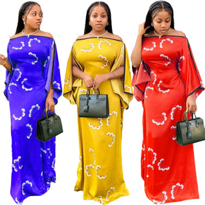 African Women Short Sleeve Long Dress Maxi-FrenzyAfricanFashion.com
