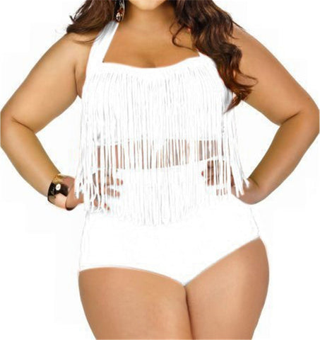 Image of Plus Size Tassels Bikinis High Waist Women Bra Bikini Beachwear-FrenzyAfricanFashion.com