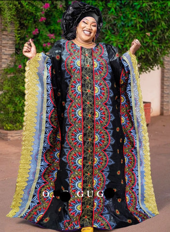 Image of Black Bazin Riche Lace Dress Women Wedding Party Gown Robe-FrenzyAfricanFashion.com