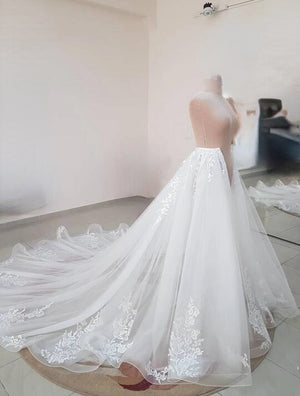 Detachable skirt wedding Overskirt Tulle Train Decorated lace Petticoat-FrenzyAfricanFashion.com