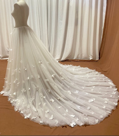 Image of bridal detachable skirt, removable overcoat, wedding skirt, bridal tulle skirt, butterflies skirt, bridal overcoat custom size-FrenzyAfricanFashion.com
