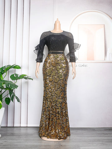 Image of Plus Size Party Long Dresses Sequin Evening Gowns-FrenzyAfricanFashion.com