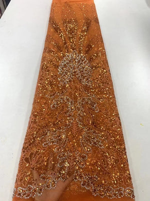 Luxurious Sequence Lace Fabrics With Sequins Beaded-FrenzyAfricanFashion.com