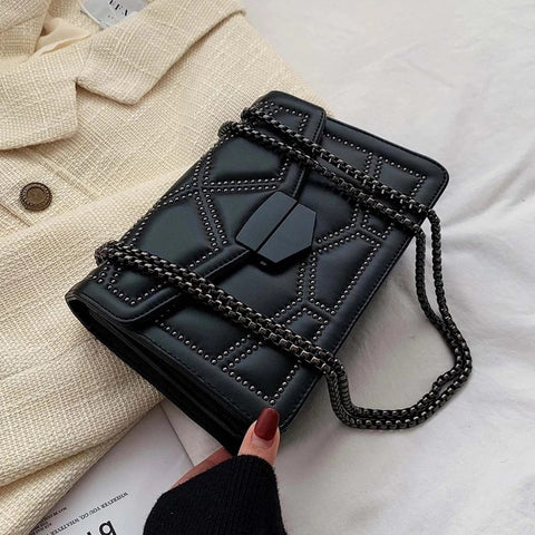 Image of Rivet Chain Small Crossbody Bags for Women 2022 Female Shoulder Messenger Bag Lady Luxury Handbags and Purses Luxury Designer-FrenzyAfricanFashion.com