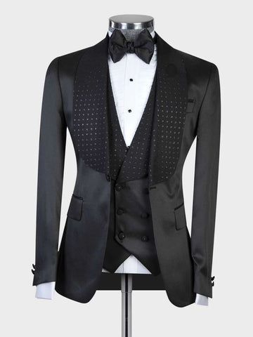 Image of Elegant Black Men Suits Two Pieces Jacket Wedding Formal Men Occasion wear-FrenzyAfricanFashion.com