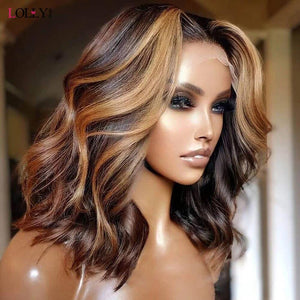 Dillon Short Bob Human Hair pre-plucked body waves and middle part lace wigs.-FrenzyAfricanFashion.com