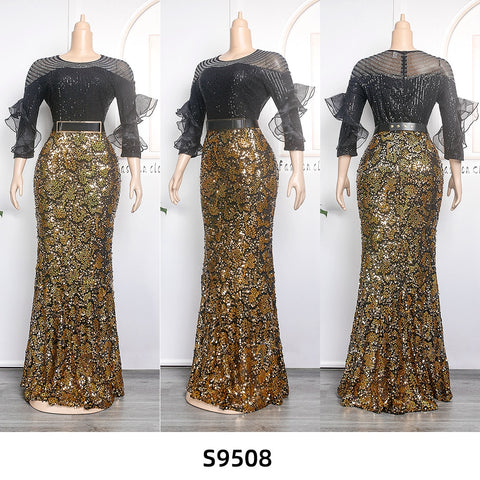 Image of Plus Size Party Long Dresses Sequin Evening Gowns-FrenzyAfricanFashion.com