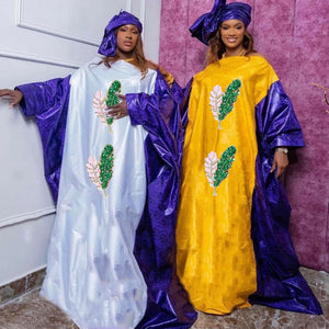Bazin Riche Dresses From Senegal Top Quality Bazin Riche Dahiki Robe For African Women Wedding Clothing Boubou Evening Gowns-FrenzyAfricanFashion.com