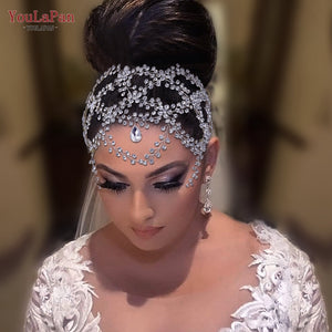 Rhinestone Forehead Headband Fashion Crystal Bridal Headpiece Wedding Hair Accessories Tiara wear-FrenzyAfricanFashion.com