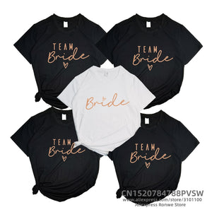 Gold Team Bride Letter Funny Women T shirt Bride To Be Squad Bachelorette Hen Party Bridesmaid Wedding Tops Tee-FrenzyAfricanFashion.com