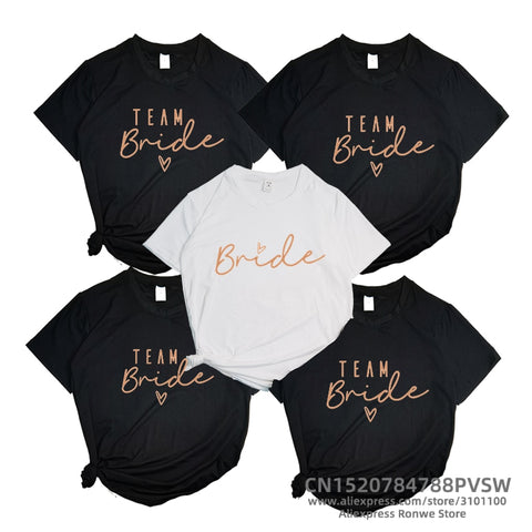 Image of Gold Team Bride Letter Funny Women T shirt Bride To Be Squad Bachelorette Hen Party Bridesmaid Wedding Tops Tee-FrenzyAfricanFashion.com