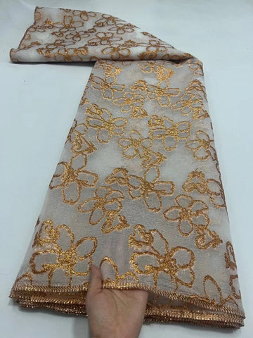 Image of Latest brocade jacquard lace fabric Gold New designs African Nigerian French Lace for wedding Dress LJK20108-FrenzyAfricanFashion.com