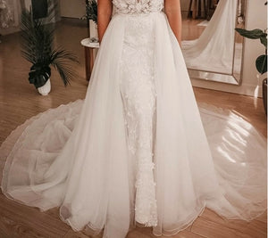Detachable Skirt Wedding Removable Train for Dresses Bridal Overskirt-FrenzyAfricanFashion.com