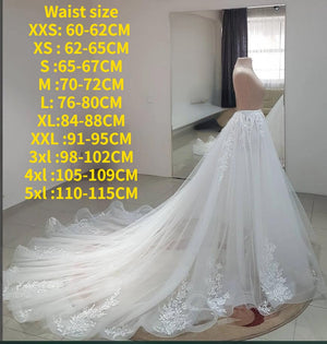 Detachable skirt wedding overskirt, tulle wedding train decorated lace Detachable wedding overskirt custom size-FrenzyAfricanFashion.com