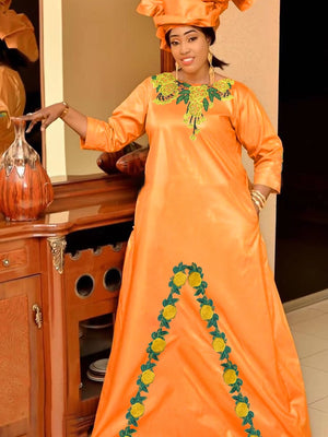 Boubou Bazin Riche Long Dresses For Gambia Women Party Clothing 2023 Top Quality Bazin Riche Dashiki Robe Large Size Bazin-FrenzyAfricanFashion.com