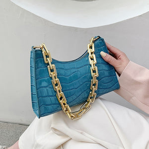 Crocodile Pattern Zipper Handbags New Fashion Texture Embossed Lacquer Shoulder Bag Simple and Small Square Bags for Women 2022-FrenzyAfricanFashion.com