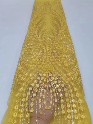 High Quality African Nigerian Tulle Lace Fabric With Sequins Embroidery 5 Yards-FrenzyAfricanFashion.com
