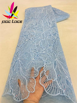 5 Yards African Sequins Lace Fabric-FrenzyAfricanFashion.com