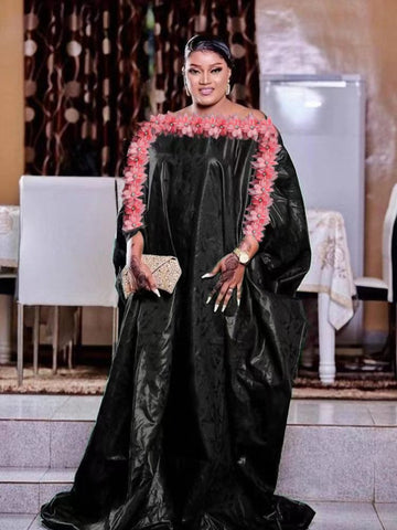 Image of Bazin Riche Long Dresses African Turkey Dashiki Ceremony Party Clothing-FrenzyAfricanFashion.com