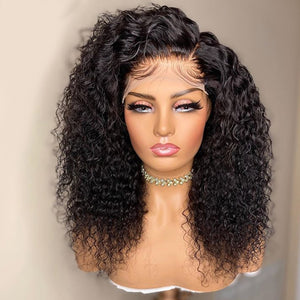 Deep Curly Lace Front Human Hair Wigs 13x6 Lace Frontal Wigs Brazilian Deep Wave Short Bob Lace Frontal Wig180 Density Wigs Remy-FrenzyAfricanFashion.com