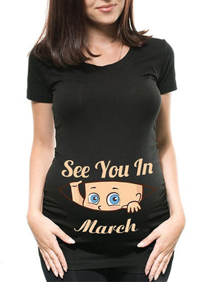 Funny See You In January-December Women Pregnant T Shirt Female Maternity Pregnancy Announcement New Mom Cloth-FrenzyAfricanFashion.com