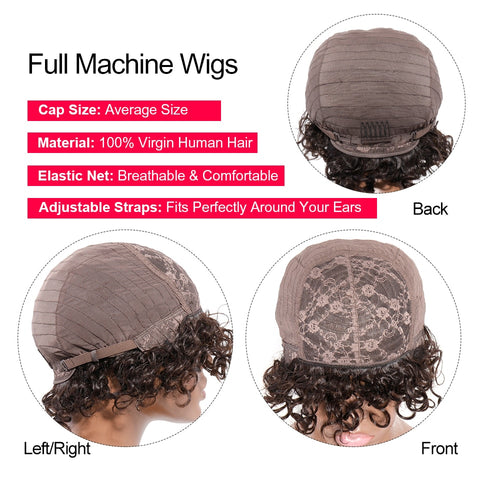 Image of Pixie Cut Wig Human Hair Short Curly Women Human Hair With Bangs-FrenzyAfricanFashion.com