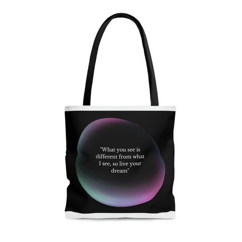 Image of Beach Bag | Shopping Tote Bag | Inspirational totes | What you see is different from what I see, so live your dream | Black and Red Bag-FrenzyAfricanFashion.com