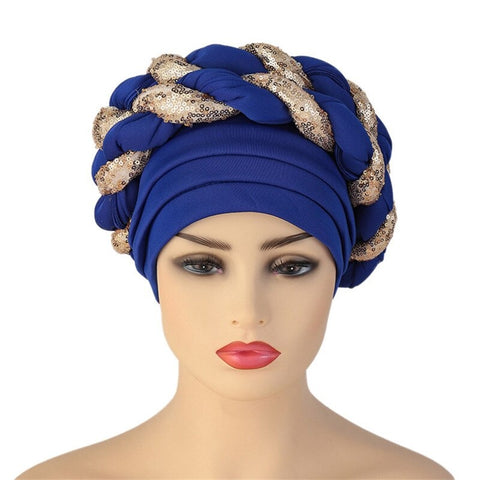 Image of Braided Twisted turbans Headwrap chemo Cap-FrenzyAfricanFashion.com