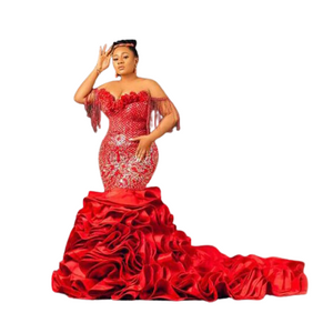 Red Mermaid Party Dresses-FrenzyAfricanFashion.com