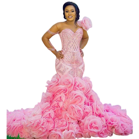 Image of Beautiful Pink Long Mermaid Party Dresses-FrenzyAfricanFashion.com
