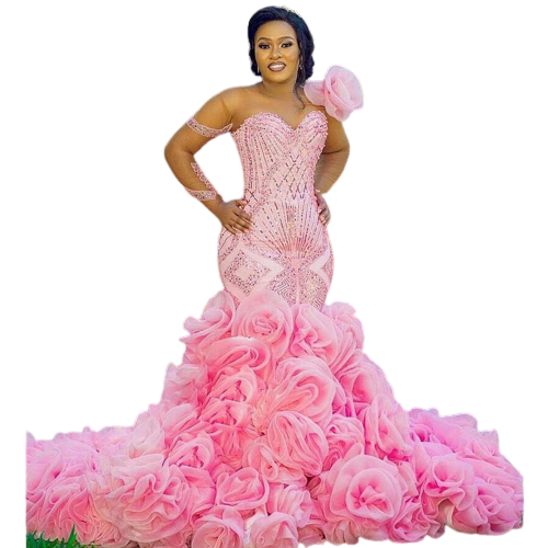 Beautiful Pink Long Mermaid Party Dresses-FrenzyAfricanFashion.com