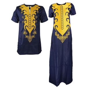 Embroidered Couple clothing african wear men and women dashiki tops and dress no pant-FrenzyAfricanFashion.com