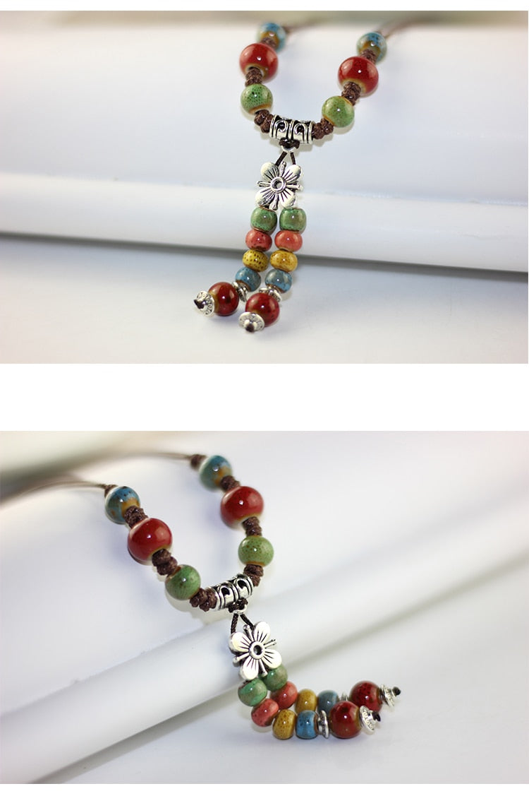 Handmade ceramic fashion simple collarbone chain long sweater chain-FrenzyAfricanFashion.com