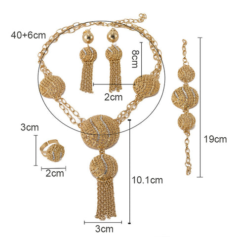Image of Lorna Designs African Gold Beads women Dubai jewelry sets necklace Earrings Set-FrenzyAfricanFashion.com