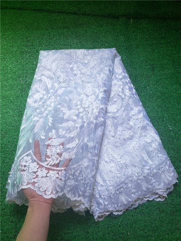 Image of High Quality Latest French Net lace with Stones Fabric Wedding Dresses-FrenzyAfricanFashion.com