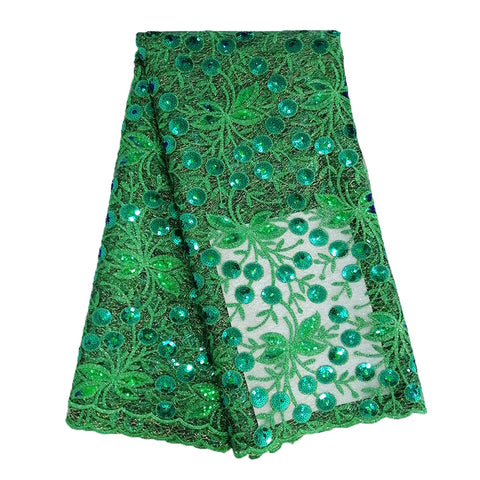 Image of Aso ebi High Quality 5 Yards French Net Sequin Lace Fabric-FrenzyAfricanFashion.com