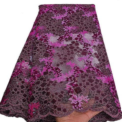 Image of Embroidery Sequins Organza French Mesh Net Sequence Lace Fabric Africa Nigeria Party-FrenzyAfricanFashion.com