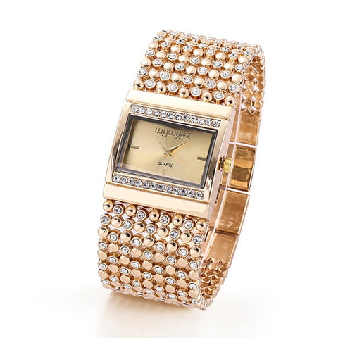 Image of Jesse Woman Round Diamond Bracelet Analog Quartz Movement Wrist Watch-FrenzyAfricanFashion.com